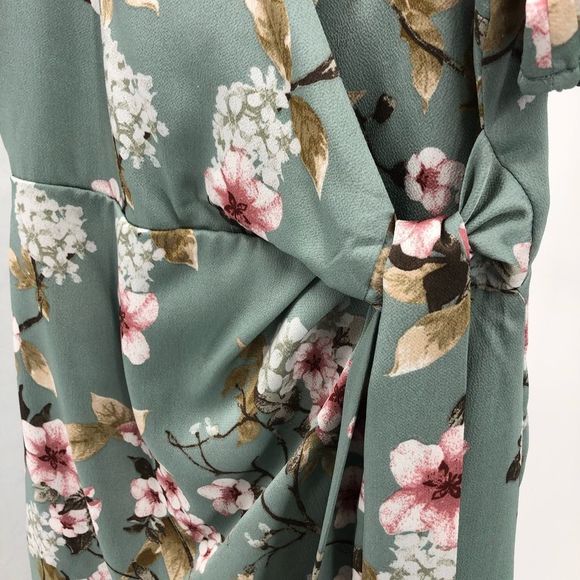 If By Sea Puff Sleeve Mint Floral Side Tie Dress size Small - Picture 5 of 14